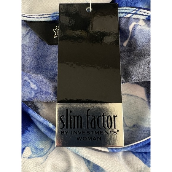 NEW Slim Factor by Investments Woman Blue Floral Print Tunic Top Plus Size 2X - Picture 8 of 10